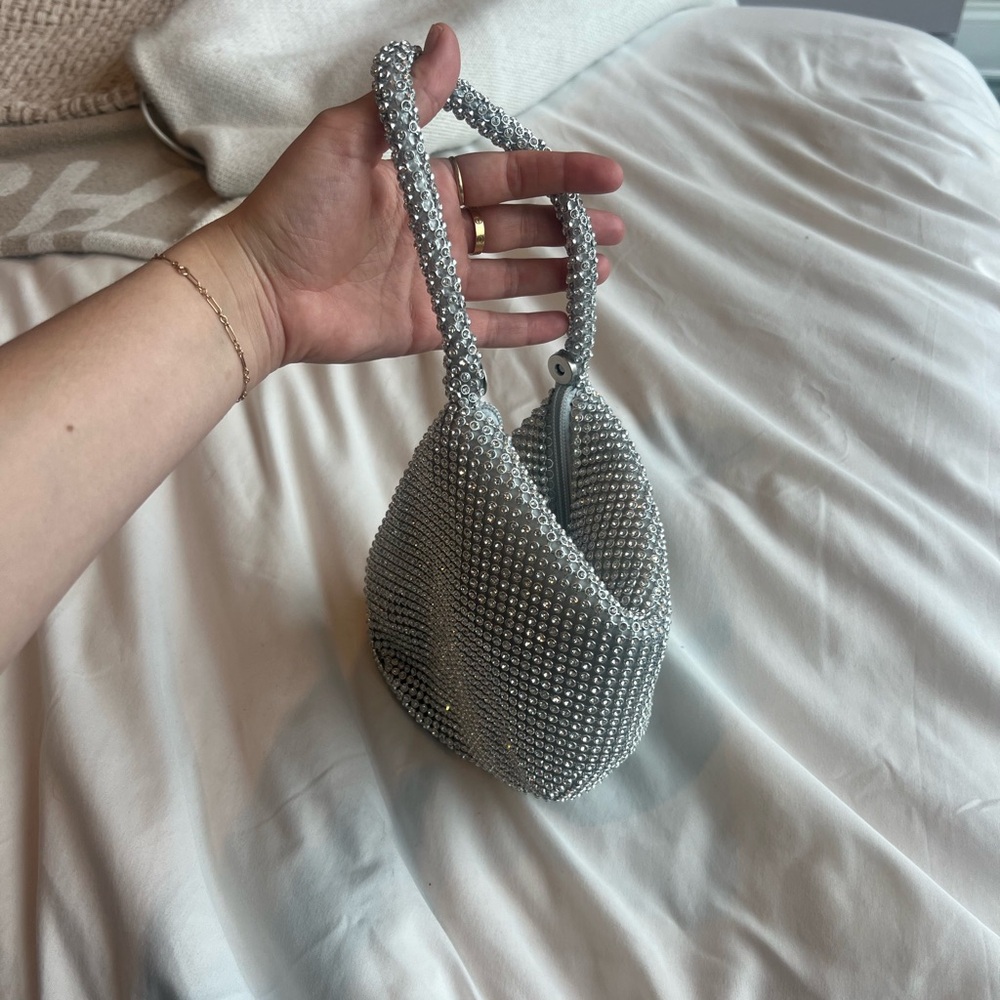 Elegant Silver Beaded Handbag